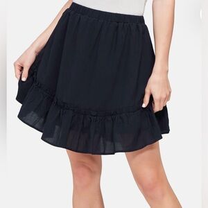 NWT Wild Fox Ruffled Short Skirt in Black Dipped Hem